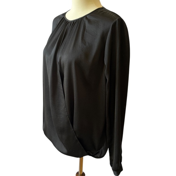 VINCE WRAP STYLE BLOUSE TOP LONG SLEEVE FLOWY HOLIDAY PARTY ROMANTIC SILKY - Picture 4 of 9
